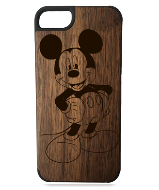 Дерев'яний чохол BIGLOOK на iPhone 5/5S/5SE з лазерною гравіровкою "Mickey Mouse" (Горіх)
