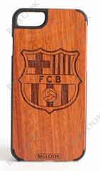 Деревянный чехол BIGLOOK на iPhone 6/6S (4.7") с лазерной гравировкой "FC Barcelona" (Красное дерево)