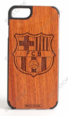 Дерев'яний чохол BIGLOOK на iPhone 6/6S (4.7”) з лазерною гравіровкою "FC Barcelona" (Червоне дерево)