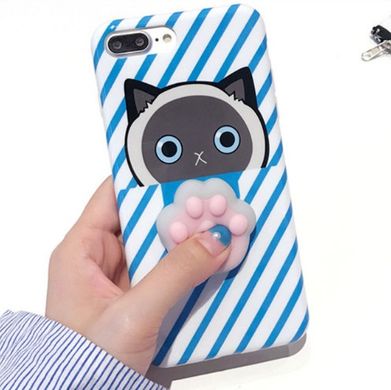 Чехол силиконовый с мягкой игрушкой (антистрессовый) для iPhone 7/8 (4.7”) cat