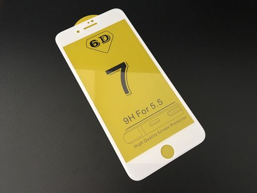 Захисне скло 6D (переднє) Full Screen Tempered Glass для iPhone 7 Plus/8 Plus (5.5”) front / white