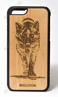 Деревянный чехол BIGLOOK на iPhone 6/6S (4.7") с лазерной гравировкой "Wolf" (Клен)