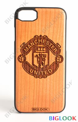 Дерев'яний чохол BIGLOOK на iPhone 6/6S (4.7”) з лазерною гравіровкою "FC Manchester United" (Вишня)