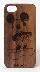 Деревянный чехол BIGLOOK на iPhone 6/6S (4.7") с лазерной гравировкой "Mickey Mouse" (Орех)