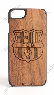 Деревянный чехол BIGLOOK на iPhone 7/8 (4.7") с лазерной гравировкой "FC Barcelona" (Орех)