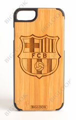 Деревянный чехол BIGLOOK на iPhone 7/8 (4.7") с лазерной гравировкой "FC Barcelona" (Бамбук)