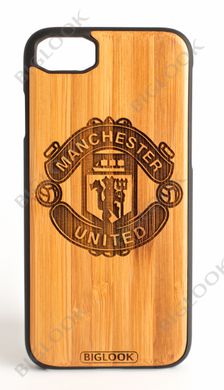 Деревянный чехол BIGLOOK на iPhone 7/8 (4.7") с лазерной гравировкой "FC Manchester United" (Бамбук)