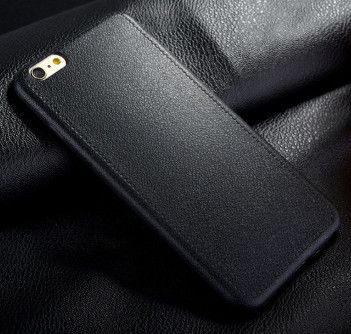 Чехол силиконовый с дизайном под кожу для iPhone 6/6S Plus (5.5”) black