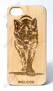 Деревянный чехол BIGLOOK на iPhone 6/6S (4.7") с лазерной гравировкой "Wolf" (Клен)