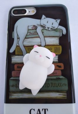 Чехол силиконовый с мягкой игрушкой (антистрессовый) для iPhone 7/8 (4.7”) cat