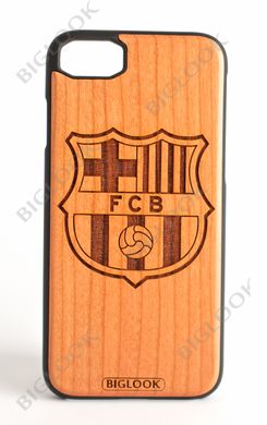 Дерев'яний чохол BIGLOOK на iPhone 6/6S (4.7”) з лазерною гравіровкою "FC Barcelona" (Вишня)