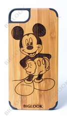 Деревянный чехол BIGLOOK на iPhone 5/5S/SE с лазерной гравировкой "Mickey Mouse" (Бамбук)