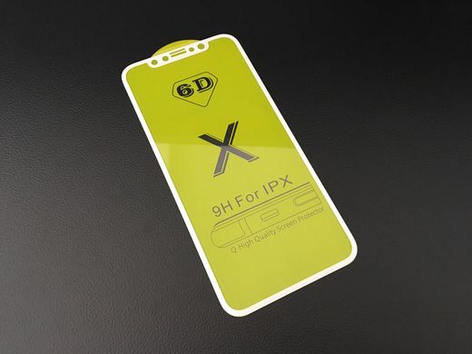 Захисне скло 6D (переднє) Full Screen Tempered Glass для iPhone X 10 (5.8”) front / white