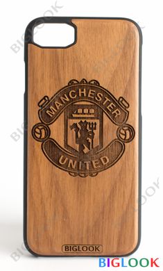 Деревянный чехол BIGLOOK на iPhone 7/8 (4.7") с лазерной гравировкой "FC Manchester United" (Орех)