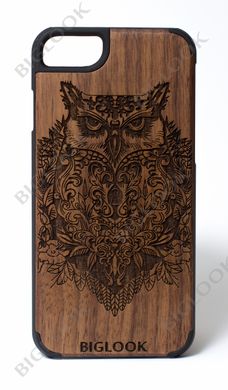 Деревянный чехол BIGLOOK на iPhone 6/6S (4.7") с лазерной гравировкой "Сова" (Орех)
