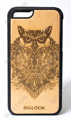 Деревянный чехол BIGLOOK на iPhone 6/6S (4.7") с лазерной гравировкой "Сова" (Клен)
