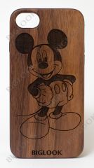 Дерев'яний чохол BIGLOOK на iPhone 6/6S (4.7”) з лазерною гравіровкою "Mickey Mouse" (Горіх)